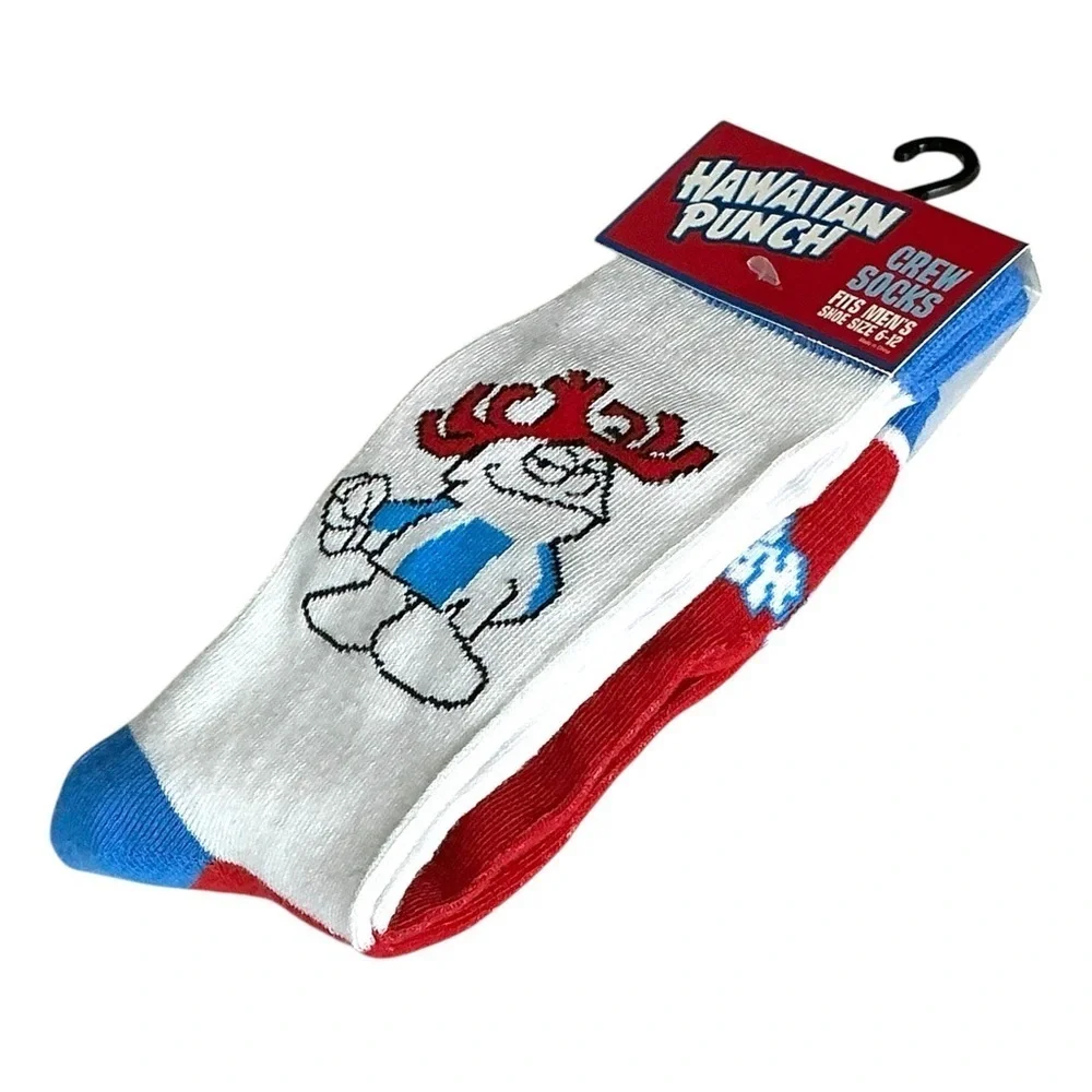 Hawaiian Punch Crew Socks Mens Novelty Funny Print Unisex OS Shoe Size 6-12 New